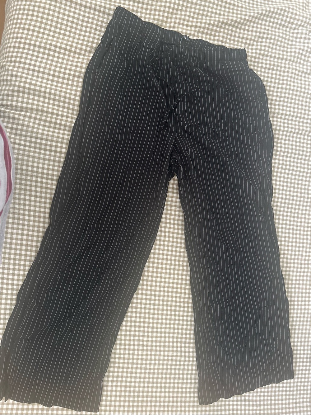 stradivarius Black Wide-Leg Pinstripe Pants